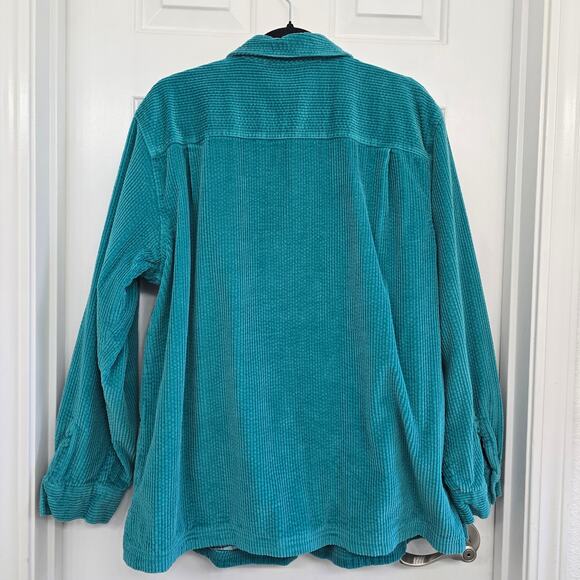 L.L.Bean Corduroy Shacket Jacket Flannel Teal Sz XL Coastal Grandma FallLayers - Picture 3 of 10